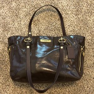 Coach Gallery brown patent leather tote